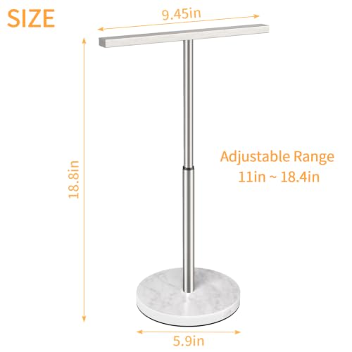 STWWO Hand Towel Stand, 11~18.8IN Adjustable Marble Base Brushed Nickel | for Bathroom, Kitchen & Countertop, T-Shape, Stainless Steel, with Sturdy Base - color: Brushed Nick(marble)