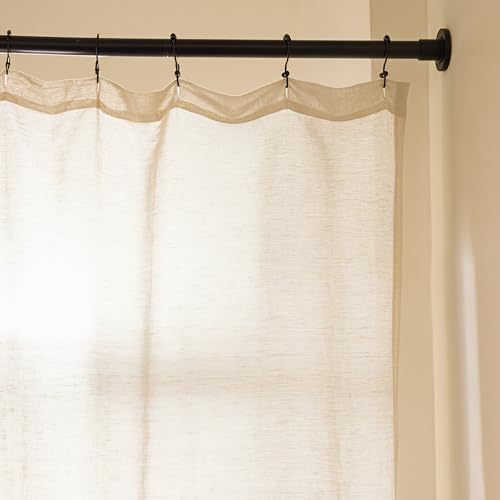 Stonebrigdge Linen Cotton Shower Curtain, 72x72 in, Alabaster | Linen Cotton Shower Curtain, 72 x 72 in, Fabric Bathroom Curtain Set, Machine Washable, Portugal - color: Alabaster