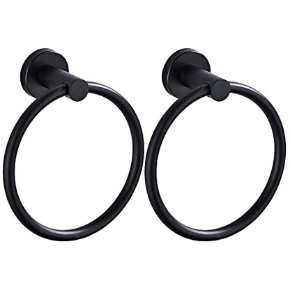 304 Stainless Steel Towel Ring Towel Holder Hanging Round Simple Black Towel Circular Holder (Black 2Pcs) - color: Black 2pcs