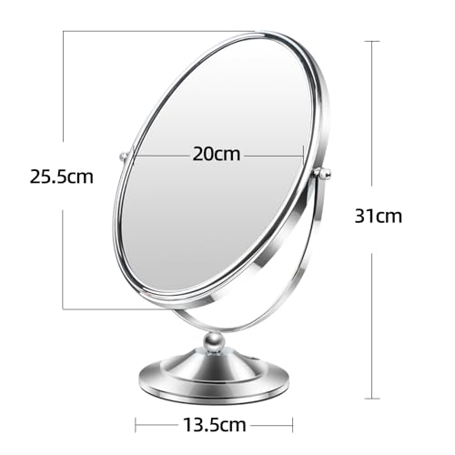 Surdy Vanity Mirror Makeup Mirror with Stand, 1X/3X Magnification Double Sided 360 Degree Swivel Magnifying Mirror, Portable Table Desk Counter top Mirror Bathroom Shaving Mirror