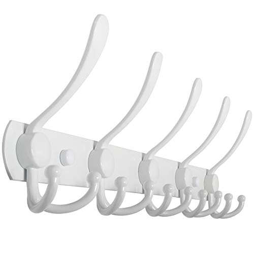 WEBI Coat Rack Wall Mount,Coat Hooks Wall Mounted,Coat Hanger Wall,Hook Rack Rail,Wall Coat Rack with Hooks for Hanging Jacket,Clothes,White - color: White, size: 1 Pack