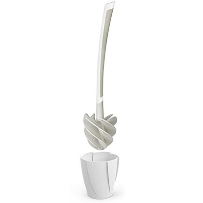 Better Living Products 17253 LOOEEZ Hygienic Toilet Squeegee/Brush, White with Grey | Premium Quality Flexible Rubber Toilet Brush and Quick Drying Holder Set, Deep Cleaning Blades Reach Under the Rim