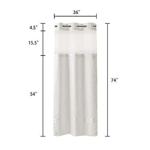 River Dream Stall Shower Curtain with Snap in Liner,No Hooks Needed Shower Curtain for Bathroom,Hotel Grade,Machine Washable,36" W×74" H,White,with White Stripe and Magnets - color: White Stripe, size: 36"W x 74"L (Pack of 1)