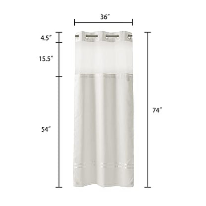 River Dream Stall Shower Curtain with Snap in Liner,No Hooks Needed Shower Curtain for Bathroom,Hotel Grade,Machine Washable,36" W×74" H,White,with White Stripe and Magnets - color: White Stripe, size: 36"W x 74"L (Pack of 1)