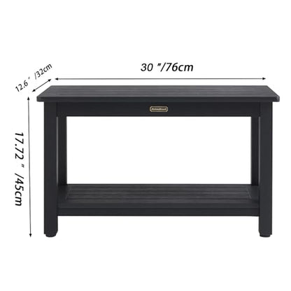 KaimuBench 30'' Waterproof Shower Stool, Poly Lumber Shower Bench Seat for Shaving Legs, HDPS Plastic Bath Chair Seat, Non-Slip & No Maintenance, Black, Weight Capacity 700LBS (30 x 13 Inches) - color: Black, size: XL Size(30*13*18'')