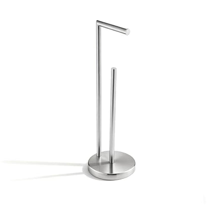 Toilet Paper Roll Holder Stand, NEWRAIN Bathroom Free Standing Toilet Tissue Paper Roll Holder Stand with Reserve Function,Brushed Nickel - color: Brushed Nickel