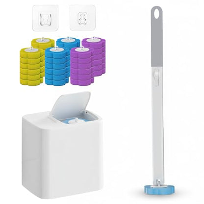 2026 New Disposable Toilet Brush, Disposable Toilet Cleaning System, Ocean/Lemon/Lavender 3 Aromatherapy, Includes Disposable Cleaning Stick, Storage Box and Scented Refill Tabs (Grey-Mix*36) - color: Grey-mix*36