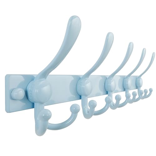 Coat Rack Wall Mount, Heavy Duty 12-Gauge Base vs Flimsy 1mm, Double-Thick Solid Anti-Snap Hooks, 16” Stud-Mount, Stainless Steel Hanger for Clothes Hat Entryway Closet Mudroom, Blue - color: Blue, size: L=17" (1pcs)