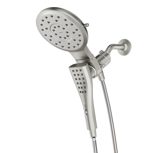 Moen Verso Brushed Nickel Eight-Function 7" Wide Spray Shower Head and Detachable Handshower Combo with 72" Hose, 220C3BN - color: Brushed Nickel
