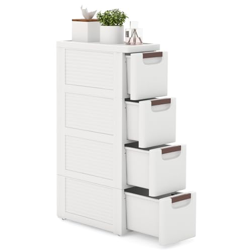 4-Drawer Narrow Storage Cabinet, Slim Rolling Cart (7.5"x16.5"x29.5") | Mobile Plastic Cart Container | Pull Handles & Built-in Wheels | For Living Room, Kitchen, Bathroom, Office - size: 7.5"x16.5"x29.5" (4 Drawer)