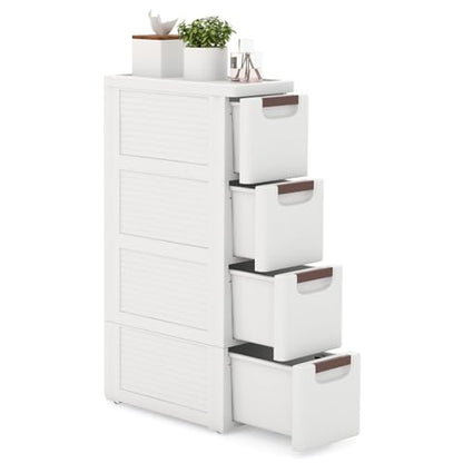 4-Drawer Narrow Storage Cabinet, Slim Rolling Cart (7.5"x16.5"x29.5") | Mobile Plastic Cart Container | Pull Handles & Built-in Wheels | For Living Room, Kitchen, Bathroom, Office - size: 7.5"x16.5"x29.5" (4 Drawer)
