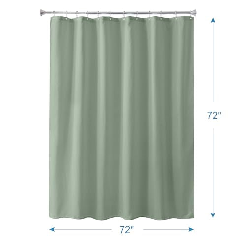 Sage Green Shower Liner Cloth Waterproof, Soft Sage Green Shower Curtain Liner Fabric with Weighted Stones, Washable Shower Curtain and Liner 2-in-1, 12 Grommet Holes, 72 x 72 Inches - color: Sage Green, size: 72"W x 72"L (Pack of 1)