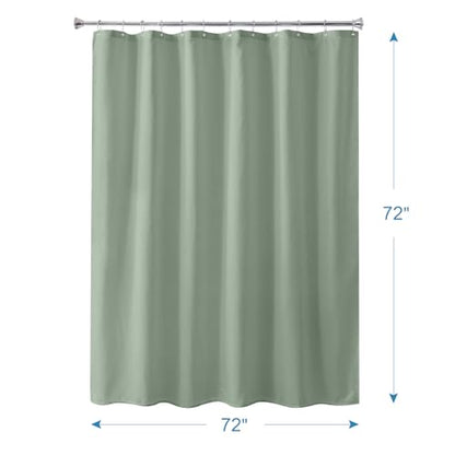 Sage Green Shower Liner Cloth Waterproof, Soft Sage Green Shower Curtain Liner Fabric with Weighted Stones, Washable Shower Curtain and Liner 2-in-1, 12 Grommet Holes, 72 x 72 Inches - color: Sage Green, size: 72"W x 72"L (Pack of 1)