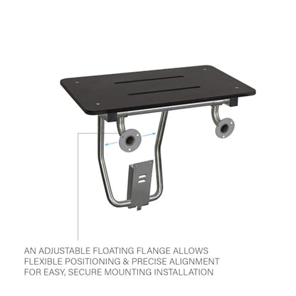 32" x 15" Black Folding Wall Mount Shower Seat Bench, ADA Compliant - color: Black, size: 32 inch