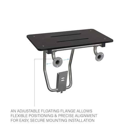 24" x 15" Black Folding Wall Mount Shower Seat Bench, ADA Compliant - color: Black, size: 24 inch