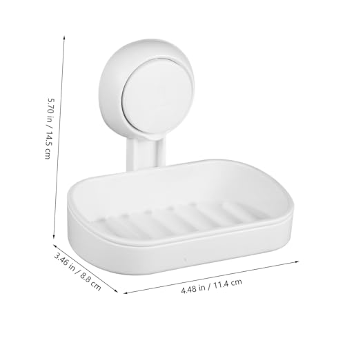 VICASKY Double Suction Cup Soap Dish Holder with Efficient Drainage Strong Wall Mount Suction for Shower and Bathroom Easy Install White Soap Tray Attachment Smooth Surfaces