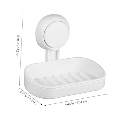 VICASKY Double Suction Cup Soap Dish Holder with Efficient Drainage Strong Wall Mount Suction for Shower and Bathroom Easy Install White Soap Tray Attachment Smooth Surfaces