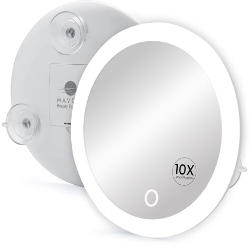 6.8" LED Magnifying Makeup Mirror,3 Suction Cups,4x AAA Batteries (10X) - color: 10x