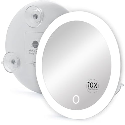 6.8" LED Magnifying Makeup Mirror,3 Suction Cups,4x AAA Batteries (10X) - color: 10x