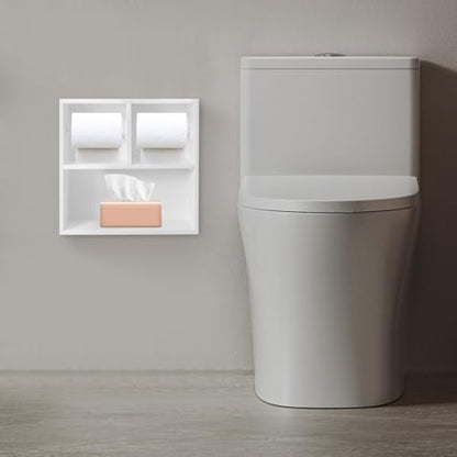 Dual Toilet Roll Holder, Recessed Toilet Paper Holder 304 Stainless Steel | Toilets Paper Holders Horizontal Toilets Paper Niche Toilet Niche Dispenser with Storage 12.2 LX 3.94W X 12.2H in (White) - color: White