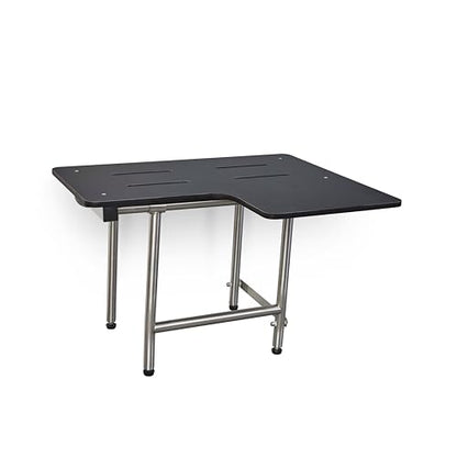 Seachrome 28" x 22.5" Black Reversible Folding Transfer Tub/Shower Seat with Legs, ADA Compliant - color: Matte Black, size: 28 x 22.5 in.