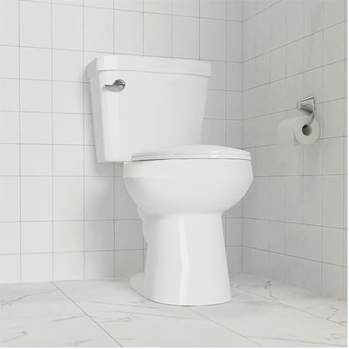 White Elongated Toilet Seat, Slow Close PP Plastic Toilet Cover with Quick-Release Hinges, Stain-Resistant & Easy Clean, Fits 18.5-19 inch Bowls - size: 19 inch