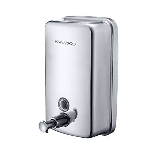 Commercial Soap Dispenser Wall Mount Stainless Steel, 34 fl.oz. | 1000ml Manual Liquid Pump Rust-Proof Leak Free for Bathroom - size: 34 fl oz