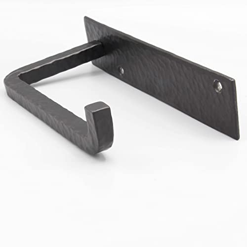 Wrought Iron Wall Mount Toilet Paper Holder, 6.6 x 3.2 inch, Black | Rustic TP hanger, easy to install, vintage heavy-duty industrial style, farmhouse antique metal tissue roll rack for bathroom - color: Black