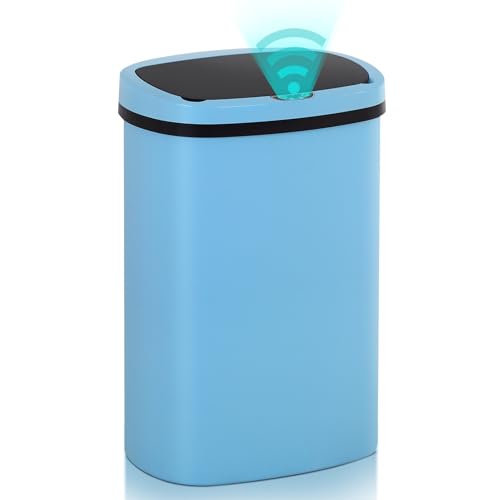 13 Gallon Motion Sensor Kitchen Trash Can, 50L Automatic Sensor Trash Can, Smart Waste Bin with Lid for Kitchen, Bathroom, Bedroom, Home Office, Quiet Open & Easy Clean (Blue) - color: Blue, style: 1 pack
