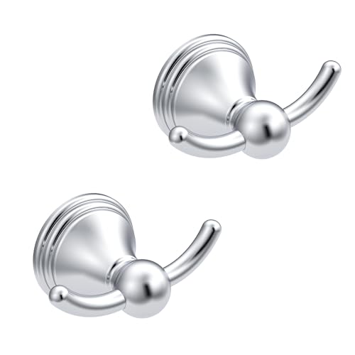 Asidrama Towel Hooks for Bathroom,Polished Chrome Coat Hooks for Kitchen Shower Door Wall Mounted,Exquisite Robe & Towel Hooks,Durable Robe Wall Hooks for Hanging Towels (2 Pack) - color: Polished Chrome, size: 2 Pack