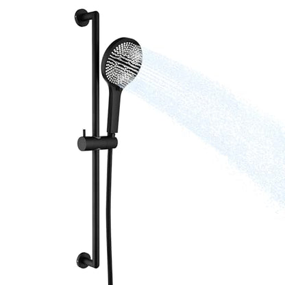 Hand Shower with Slide Bar, Matte Black 26 Inch Shower Head with Slider Bar Adjustable Shower Slide Bar with 3 Function Handheld Shower - style: Matte Black