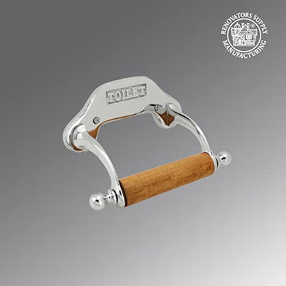 Stylish Wall Mount Toilet Paper Holder 6.5" W Chrome Plated Solid Brass Easy Install Toilet Tissue Paper Holders with Wooden Roll for Bathrooms Includes Hardware Renovators Supply Manufacturing - color: Chrome Knight
