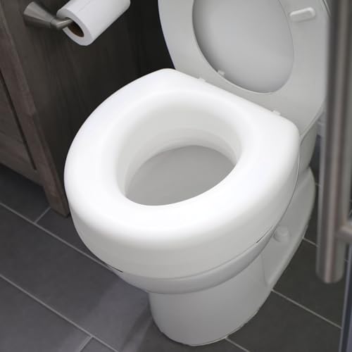 HealthSmart Enhanced Comfort 5" Raised (Round) Toilet Seat Risers for Seniors 5 Slip Resistant Pads FSA/HSA Eligible Padded Toilet Seat Elevation 15.7 x 15.2 x 6.1 - style: New and Improved