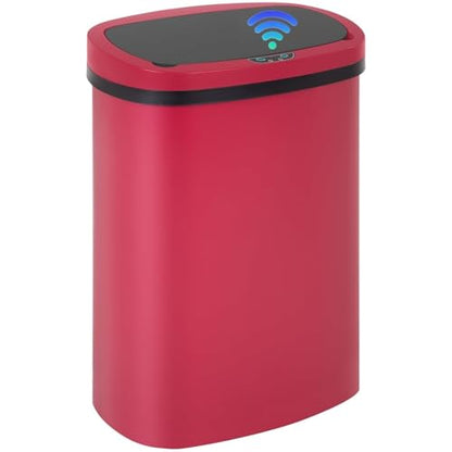 13 Gallon Automatic Kitchen Trash Can with Lid, Touchless Motion Sensor Garbage Can - Hygienic, Odor Control, Waterproof Waste Bin for Kitchen Bathroom Bedroom Office (50L), PP Plastic, Red - color: Burgundy