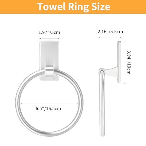 Adhesive Towel Ring, Bathroom Hand Towel Holder SUS304 Heavy Duty Stick On Towel Holder for Kitchen, Brushed Nickel - color: Brushed Nickel, size: Round(1-pack)