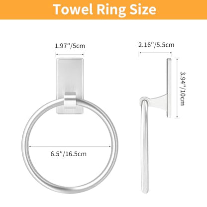 Adhesive Towel Ring, Bathroom Hand Towel Holder SUS304 Heavy Duty Stick On Towel Holder for Kitchen, Brushed Nickel - color: Brushed Nickel, size: Round(1-pack)