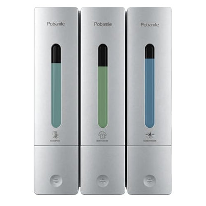 Shampoo and Conditioner Dispenser - Shower Soap Dispenser Wall Mounted No Drill - Shampoo Conditioner Body Wash Dispenser 3 Chamber - Easy Install for Bathroom Hotel Silver 1200ml - color: Silver 3
