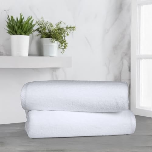 Amazon Basics 2-Piece Quick-Dry Oversize Bath Towel, 100% Cotton, 54" x 30", White - color: White, size: 2 Piece, style: Bath Towel (Pack of 2)
