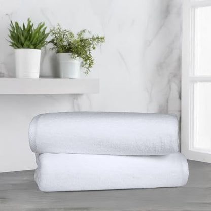 Amazon Basics 2-Piece Quick-Dry Oversize Bath Towel, 100% Cotton, 54" x 30", White - color: White, size: 2 Piece, style: Bath Towel (Pack of 2)
