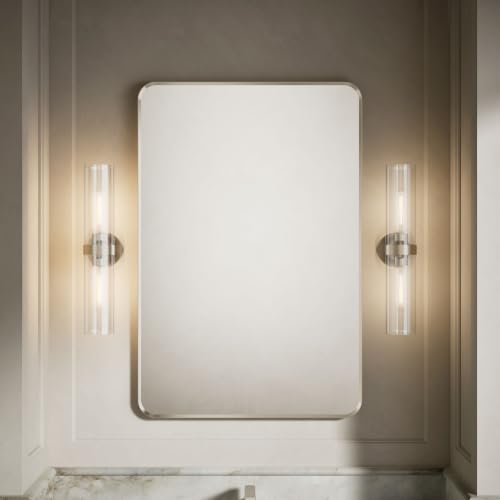 Kohler Essential 30 in. W x 45 in. H Rectangular Framed Wall Mount Bathroom Vanity Mirror in Brushed Nickel - color: Brushed Nickel, size: 45"L x 30"W, style: Rectangle