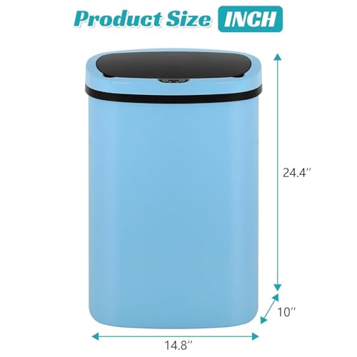 13 Gallon Motion Sensor Kitchen Trash Can, 50L Automatic Sensor Trash Can, Smart Waste Bin with Lid for Kitchen, Bathroom, Bedroom, Home Office, Quiet Open & Easy Clean (Blue) - color: Blue, style: 1 pack