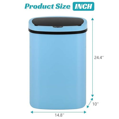 13 Gallon Motion Sensor Kitchen Trash Can, 50L Automatic Sensor Trash Can, Smart Waste Bin with Lid for Kitchen, Bathroom, Bedroom, Home Office, Quiet Open & Easy Clean (Blue) - color: Blue, style: 1 pack