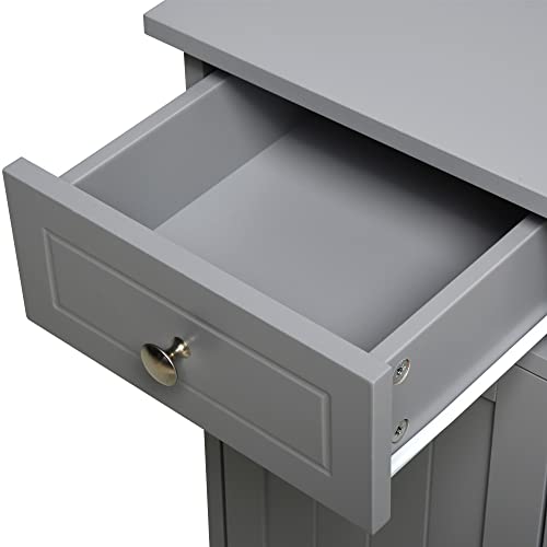 kleankin Freestanding Bathroom Floor Cabinet with 2 Doors 2 Drawers Gray | Wooden Bathroom Cabinet, Adjustable Shelf - color: Grey