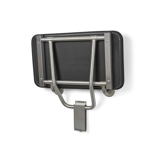 Seachrome 18" x 15" Black Padded Cushion Folding Wall Mount Bench Shower Seat, ADA Compliant - color: Black, size: 18 in