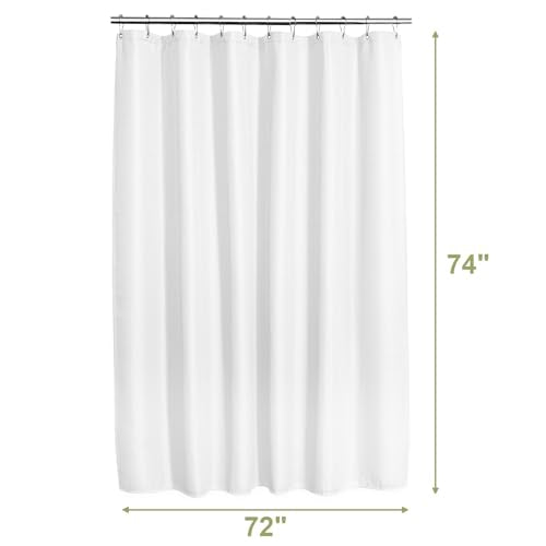AmazerBath White Shower Curtain 72x74 Inches, Waffle Shower Curtains for Bathroom, Cloth Shower Curtain Fabric Heavy Duty 240GSM, Thick Bathroom Shower Curtains Hotel Quality, Premium Polyester - color: White, size: 72"W x 74"L (Pack of 1)