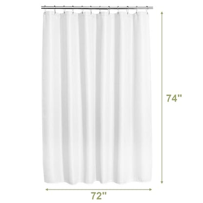 AmazerBath White Shower Curtain 72x74 Inches, Waffle Shower Curtains for Bathroom, Cloth Shower Curtain Fabric Heavy Duty 240GSM, Thick Bathroom Shower Curtains Hotel Quality, Premium Polyester - color: White, size: 72"W x 74"L (Pack of 1)