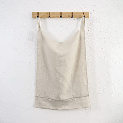Linen Hanging Laundry Bag, 100% Linen Over The Door Laundry Hamper with Buttons and Zipper, Space Saving Door Hampers for Laundry Dirty Clothes Home Travel, Linen - color: Linen