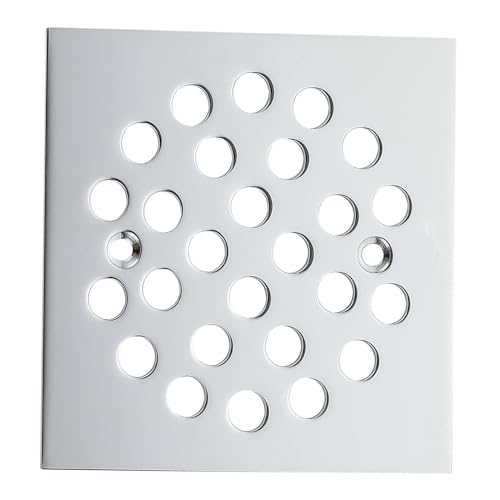 Square 4-1/4 Inch Screw-in Shower Drainer Cover Replacement Stainless Steel Floor Drain Grate with Screws Chrome - color: Chrome