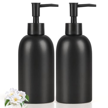 Natheeph Soap Dispenser Fill Dish Soap Hand Soap for Bathroom (2PC Black) | 14OZ, Great for Bathroom/Kitchen Sink, Ceramic Soap Pump Dispenser, Refillable Shampoo, Detergent, Lotion, Shower Gel - color: 2pc Black