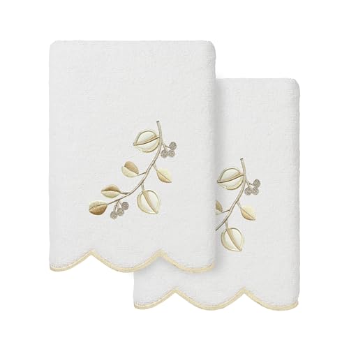 Jardin Turkish Cotton Scallop Towel-Beige-2 Pcs Hand Towel - color: Beige, size: 2 Pcs Hand Towel